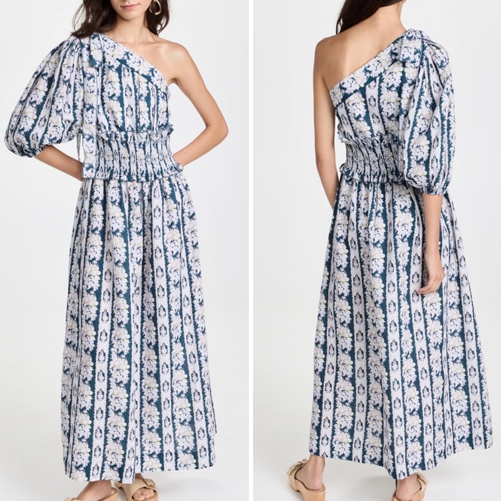 Lug Von Siga Glory Blue Printed Dress One Shoulder Size 34/ XS
